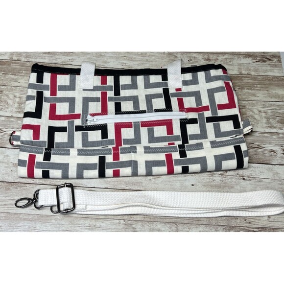 Geometric Large Tote Bag / Handmade Tapisho Design / Quality Canvas Double Strap - Picture 13 of 16